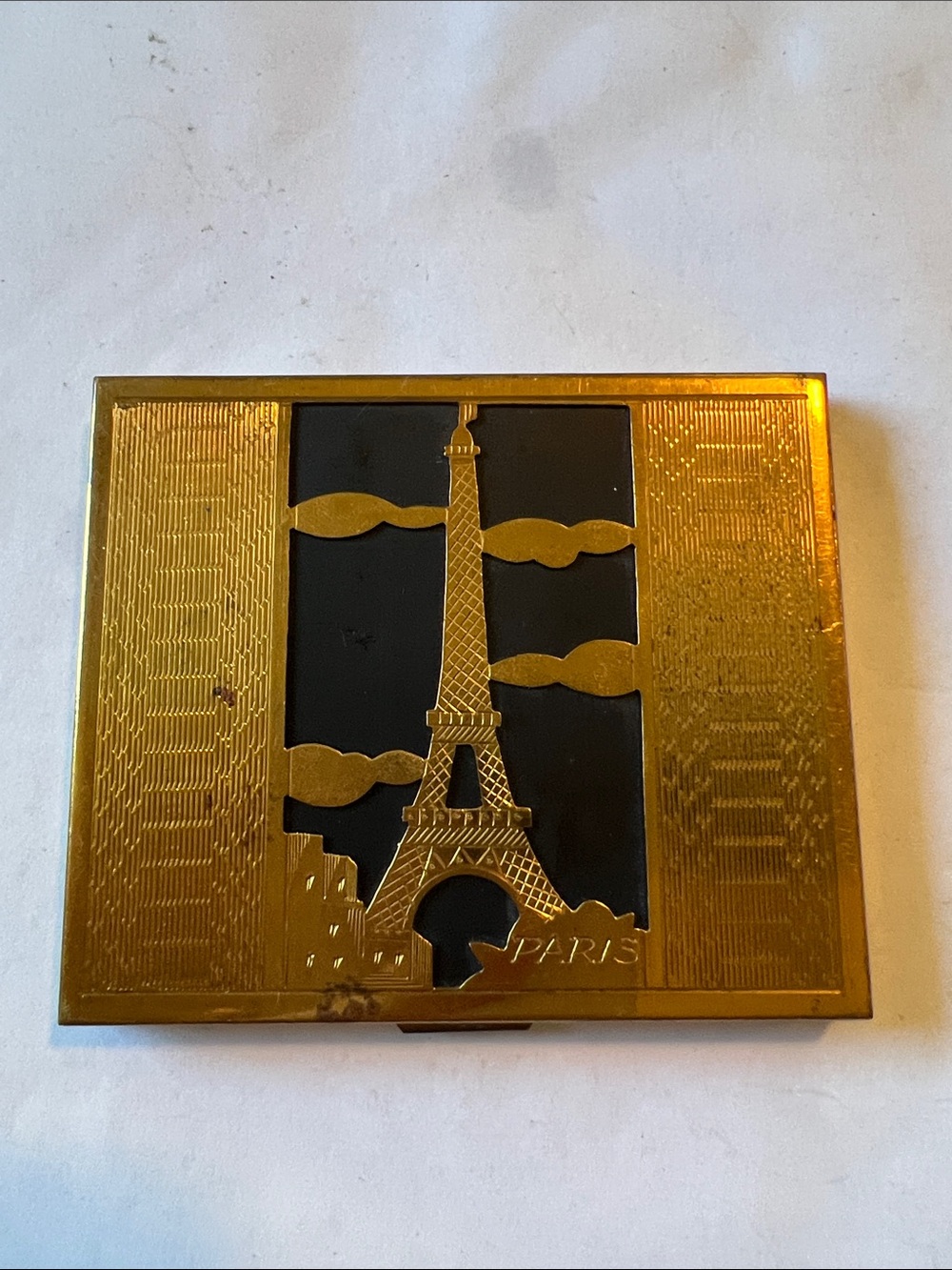 Vintage Art deco Paris France Eiffel Tower compact